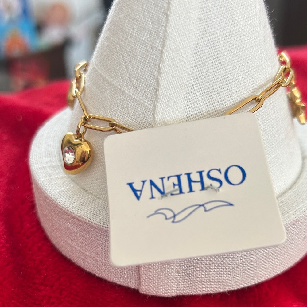 Oshena‎ designer beachwear Gold paper clip Charm Bracelet - Picture 4 of 5